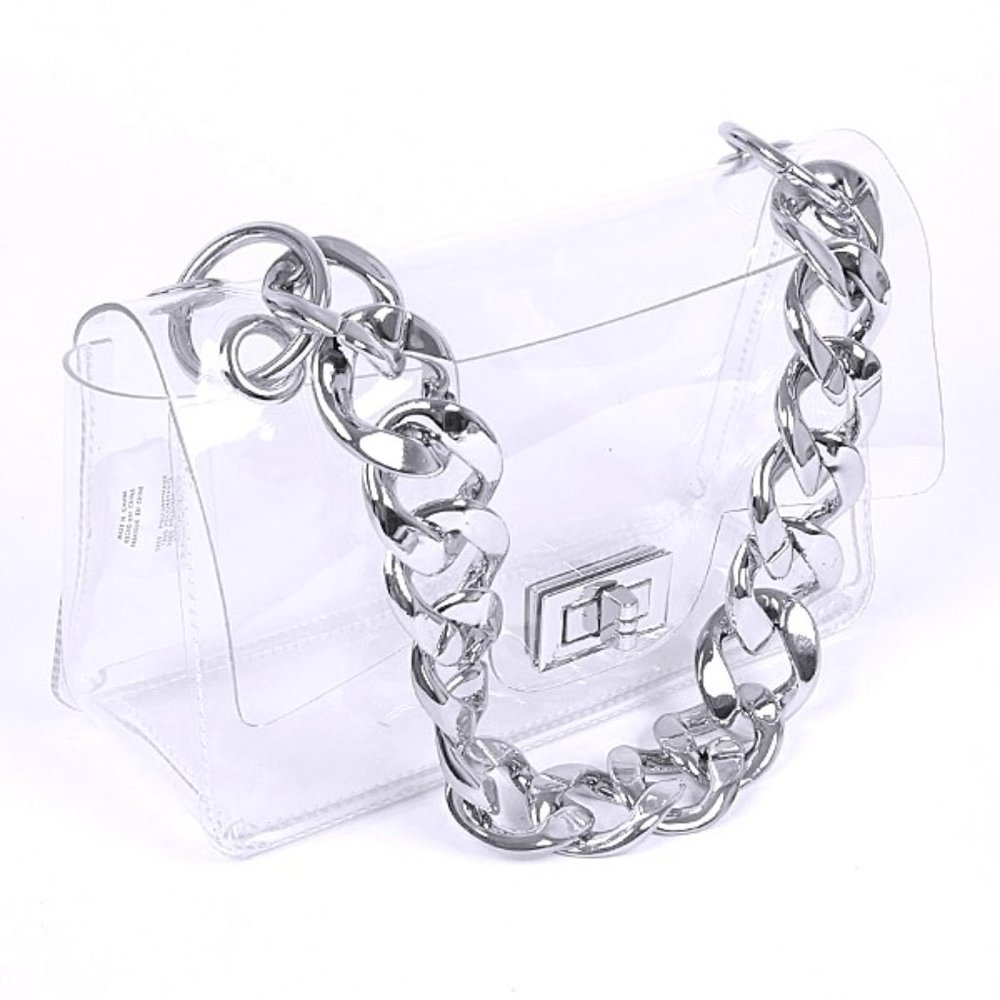 BNWT Brand New Transparent Chain Handle Stadium Bag, Cleared Bag - Picture 6 of 6